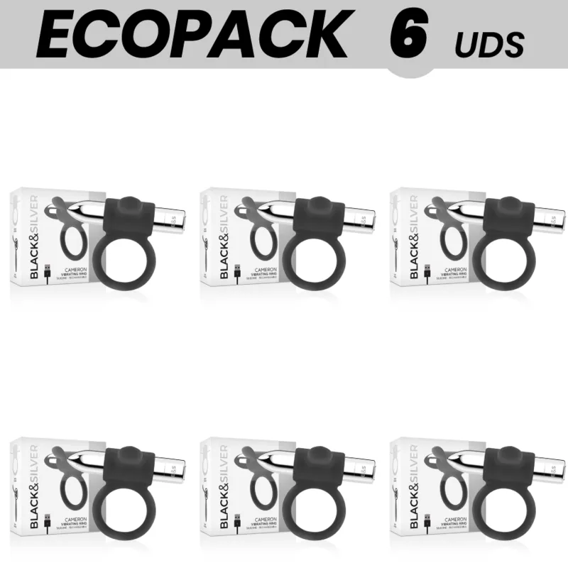 Ecopack 6 Units - Black&Amp;Silver Cameron Rechargeable Ring Silver