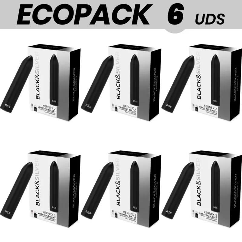 Ecopack 6 Units - Black&Amp;Silver Kernex 2 Vibrating Magnetic Bullet Black