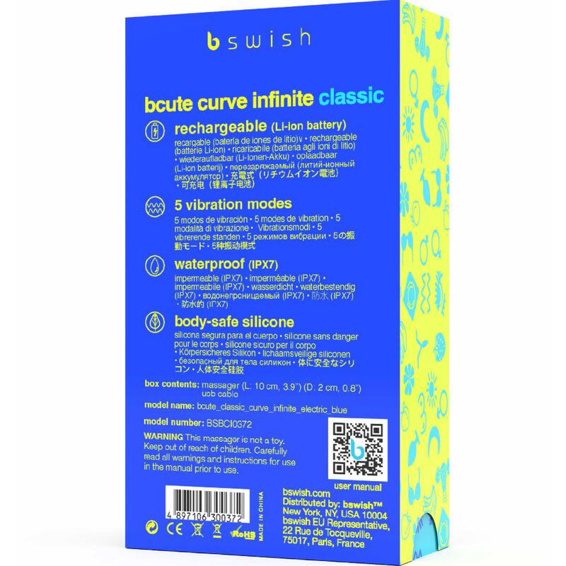 B Swish - Bcute Curve Infinite Classic Silicone Rechargeable Vibrator Electric Blue