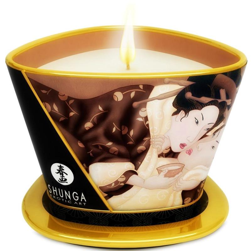 Shunga Mini Caress By Candlelight Massage Candle Chocolate - Masážna Sviečka