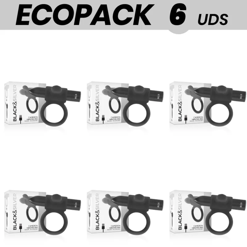 Ecopack 6 Units - Black&Amp;Silver Cameron Black Rechargeable Ring