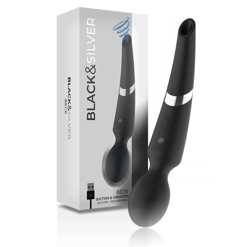 Black&Silver - Beck Suction & Vibration Silicone Rechargeable Black - Masážna Hlavica
