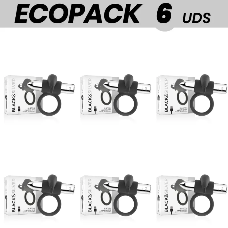 Ecopack 6 Units - Black&Amp;Silver Burton Ring 10 Vibration Modes